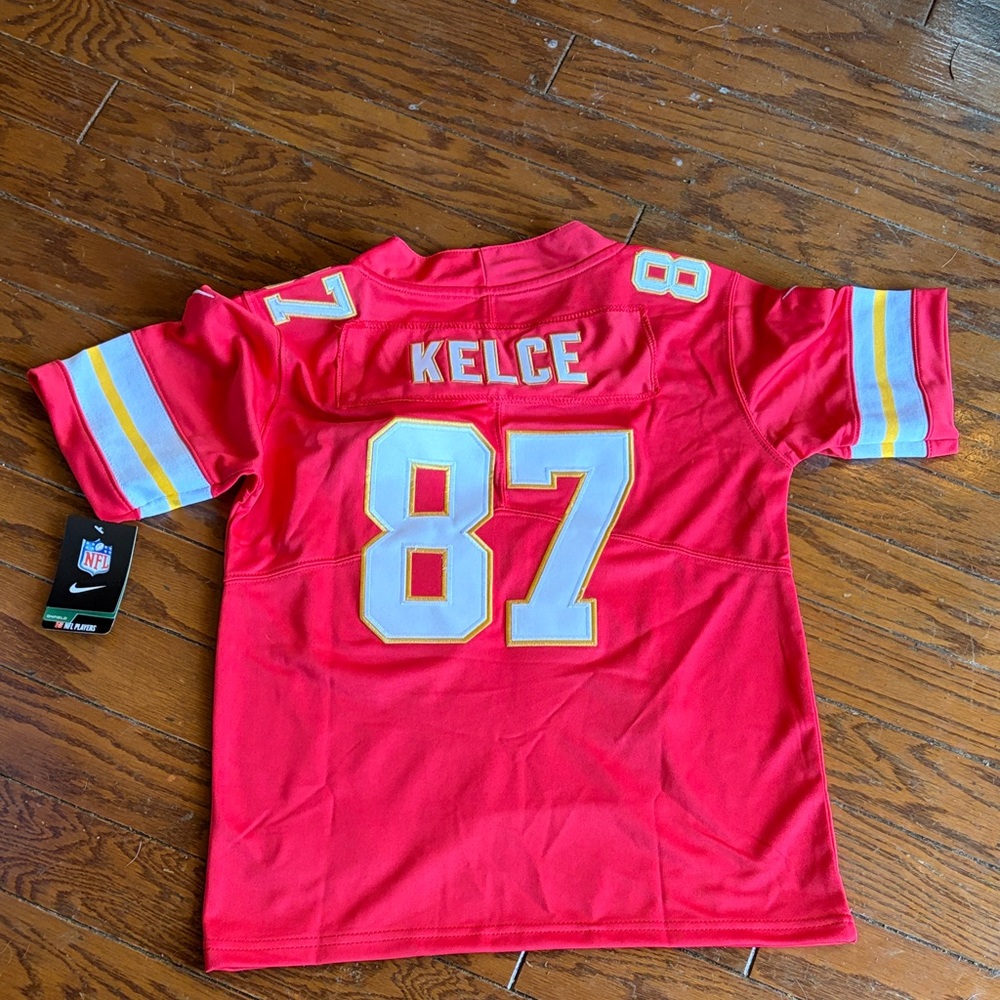 NFL Women's Red Kelce #87 Jersey with White and Gold Trim
